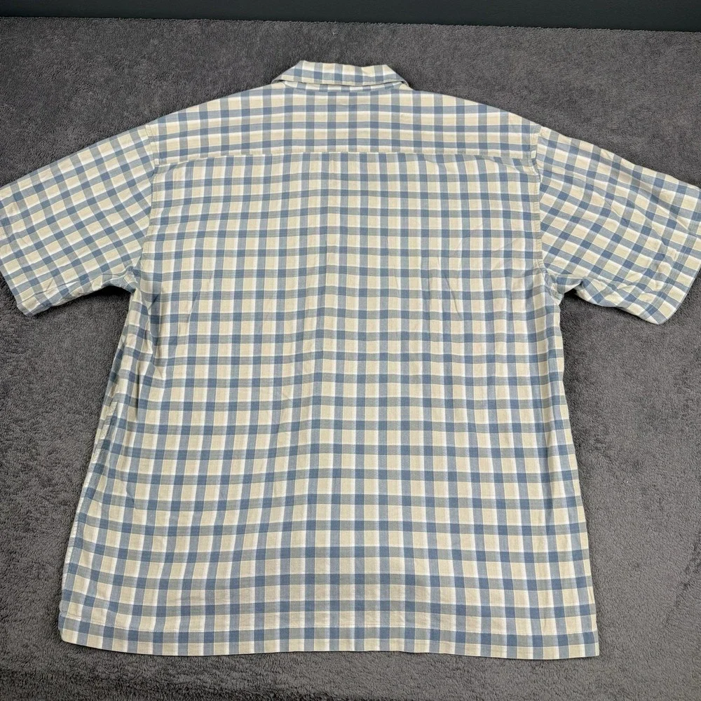 Kavu 100% Cotton Short Sleeve Yellow Plaid Button Down Shirt Sz Large
